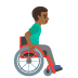 man in manual wheelchair facing right, medium-dark skin tone